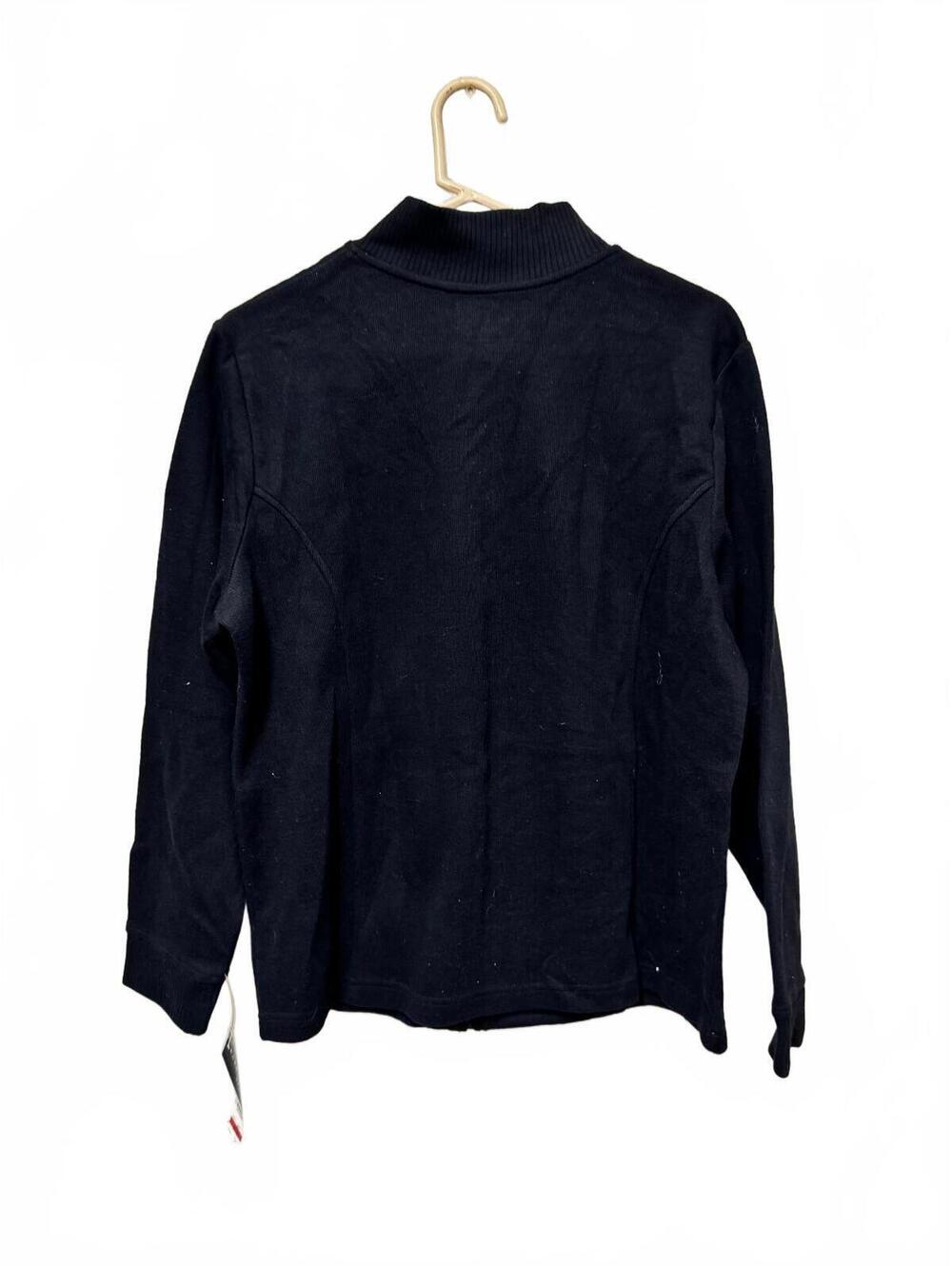 Karen Scott Sport Women's Full Zip Black Cotton Blend Jacket Size L - Picture 6 of 6